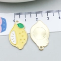 Yellow enamel lemon charm pendants in alloy for DIY jewelry making with size scale - Lemon (21354)