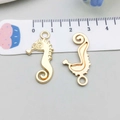 Golden seahorse alloy pendants for DIY jewelry making shown with measuring scale - KC Gold Seahorse Style (18303) / 15*30mm