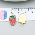 Red strawberry drip oil alloy charm pendant for DIY jewelry bracelets and necklaces - Strawberry (21358)