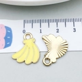 Banana-shaped yellow enamel pendant and golden ribbed charm for DIY jewelry - Banana (21359)