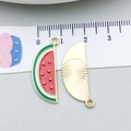 Watermelon slice pendant in enamel alloy for DIY jewelry with gold finish backing - Watermelon (21362)