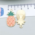 Enameled pineapple alloy pendant in pink orange with gold plating for DIY jewelry - Pineapple (21365)
