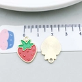 Red enamel strawberry pendant in alloy material for DIY jewelry making with ruler scale - Strawberry (21367)