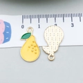 Golden yellow lemon alloy pendant with green leaves for DIY jewelry making - Fruit Pear (21372)