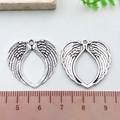 Antique silver alloy heart angel wing pendant for DIY jewelry making and necklace crafts - Antique Silver Heart Wing (21423)