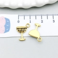 Detailed view of gold martini glass charms with black dots and scale for sizing - Wine Glass Style (20747) / 12*15mm