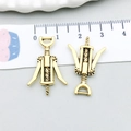 Detail view of vintage gold wine opener alloy charms with ruler for scale measurement - Corkscrew Style (20748) / 17*26mm