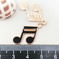 Golden brushed musical note and black enamel double note charms for DIY jewelry making - Black Enamel Music Symbol (16*19mm)