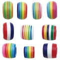 Bunte gestreifte Harzperlen mit großem Loch für DIY Armbänder und Halsketten Schmuck - Gestreifter Stil (SN117) / 10er Pack / Mehrfarbig