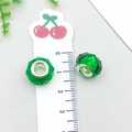 Faceted emerald green alloy large hole charm bead with silver metal core for DIY bracelets - Round Faceted Large Hole Bead (13250) / 1 Piece (13x13mm) / Green