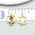 Antikgoldener Herz-Rosen-Anhänger für DIY-Schmuckherstellung, Größe 1,8 x 2 cm - Antikgold Herzrose (20464)