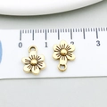 Goldener Blumenanhänger für DIY-Schmuck mit schwarzen Linien und Aufhängeschlaufe - Antikgold Kleine Blume (20472)