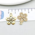Antikgoldene Sonnenblume-Anhänger mit fünfblättrigem Hohl-Design für DIY-Schmuck - Antikgold Filigran-Blume (20474)