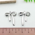 Silver bow alloy charms for DIY bracelets and necklaces with rhinestone detail - Rhinestone Bowknot (21395)