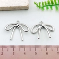 Silver bow alloy pendant charm with ribbon texture for DIY jewelry making 20mm size - Bowknot (21401)