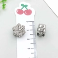 Perline a fiocco di neve e cilindro cavo in argento con zirconi bianchi per bracciali - Perla a Foro Grande Fiocco di Neve con Strass (19797)