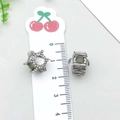 Ciondolo a stella argento con cristalli e perla filettata per bracciali e collane DIY - Perla a Foro Grande Fiocco di Neve con Strass (19799)