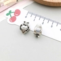 Dettaglio charm orsetto cuore argento con incisione I Love You per bracciali DIY - Orso Cuore (15662)