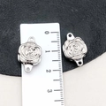 Silver alloy rose flower magnetic lobster clasp connector for DIY jewelry making - Silver Rose Flower Style (19843) / 18*12MM