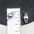 Silver lobster magnet jewelry clasp connector shown next to a ruler for scale - Silver Ball Shape Style (19844) / 18*10mm