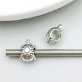 DIY silver sea turtle alloy charm bead for ocean themed jewelry making projects - 9*9mm / Antique Silver Turtle Large Hole Bead (8802)