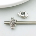 Antique silver fish charm with intricate scales on a threaded snake chain bracelet - 10*15mm / Antique Silver Fish Large Hole Bead (13232)