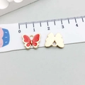Pendentif papillon rouge en émail et alliage, taille 13mm pour création de bijoux DIY - Rouge