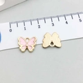 Pendentif papillon en émail rose avec cadre doré pour la création de bijoux DIY - Rose