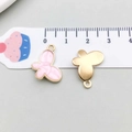 Pendentif papillon en émail rose et alliage doré pour la fabrication de bijoux DIY - Papillon Imprimé Émail (11008) / 17*13mm