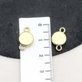 10mm golden circular DIY jewelry connector with dual loops for bracelet assembly - KC Gold Round Style (19848) / 15*9mm