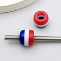 DIY jewelry striped resin bead with red, white and blue stripes for bracelet making - Tricolor Striped Big Hole Bead (13224) / 1 Piece/Pack (10*12mm)