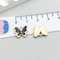 Pendentif papillon en alliage doré avec émail noir et dos brossé, taille de 1,2 cm - Papillon Émail Noir (11865) / 13*11mm