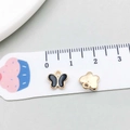 Lot de breloques DIY avec papillon en émail noir et pendentif fleur doré - Papillon Imprimé Émail (11918) / 9*8mm