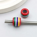 Rainbow striped resin large hole beads for DIY bracelets and jewelry making - Colorful Striped Big Hole Bead (13226) / 1 Piece/Pack (10*12mm)