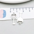 Macro detail of wine glass charms in antique silver with 20mm height scale reference - Antique Silver Wine Cup / 9x19mm