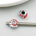 Silver alloy sea beads with red enamel wave texture for DIY charm bracelets - 11*11mm / Red Snail Large Hole Bead (19821)