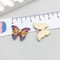 Pendentif papillon en alliage avec émail coloré et dos en métal doré pour bijoux DIY - Papillon Imprimé Violet Jaune Foncé (12422) / 21*15mm
