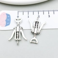 Vintage silver alloy bottle opener charm for DIY jewelry making with 30mm measurement - 1 Antique Silver Corkscrew (10560)