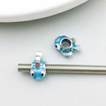 Blue enamel tropical fish charm bead crafted in alloy for DIY bracelets and necklaces - 14*8mm / Blue Clownfish Large Hole Bead (19827)