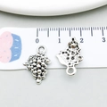 Antique silver grape pendant charms with detailed leaves for DIY jewelry making - 1 Antique Silver Wine Charm (10563)