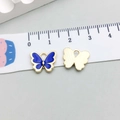 Pendentif papillon en émail bleu avec dos doré pour création de bijoux DIY - Papillon Émail Bleu Foncé (12493) / 12*11mm