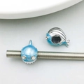 Blue enamel whale charms with rhinestones for DIY bracelets and necklaces accessory - 14*9mm / Blue Rhinestone Pufferfish Bead (19828)