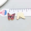 Pendentif papillon émaillé dégradé rose et rouge avec dos en métal doré pour bijoux DIY - Papillon Imprimé Émail (19057) / 18*19mm