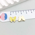 Pendentif papillon en émail jaune pour bijoux DIY avec placage or et échelle de mesure - Papillon en Émail Jaune (12495) / 12*11mm