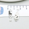Vintage silver wine glass alloy charms for DIY jewelry making 2.2cm pendants - 1 Antique Silver Wine Glass (10565)