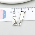 Antique silver wine bottle DIY charm pendant with GIN engraving and measurement scale - 1 Antique Silver Wine Bottle (11324)