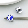 Blue enamel shark and hollow cube alloy beads for ocean themed DIY jewelry making - 13*12mm / Blue Shark Large Hole Bead (19835)