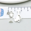 Antique silver cocktail glass charm with lemon detail for DIY jewelry making - 1 Antique Silver Wine Glass (12143)