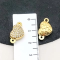 Golden heart magnetic jewelry clasps for DIY bracelets with white zirconia stones - Gold Rhinestone Heart Style (19859) / 11*18mm