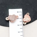 Rose gold heart magnetic clasp with micro-set rhinestones for jewelry making - Rose Gold Rhinestone Heart Style (19860) / 11*18mm